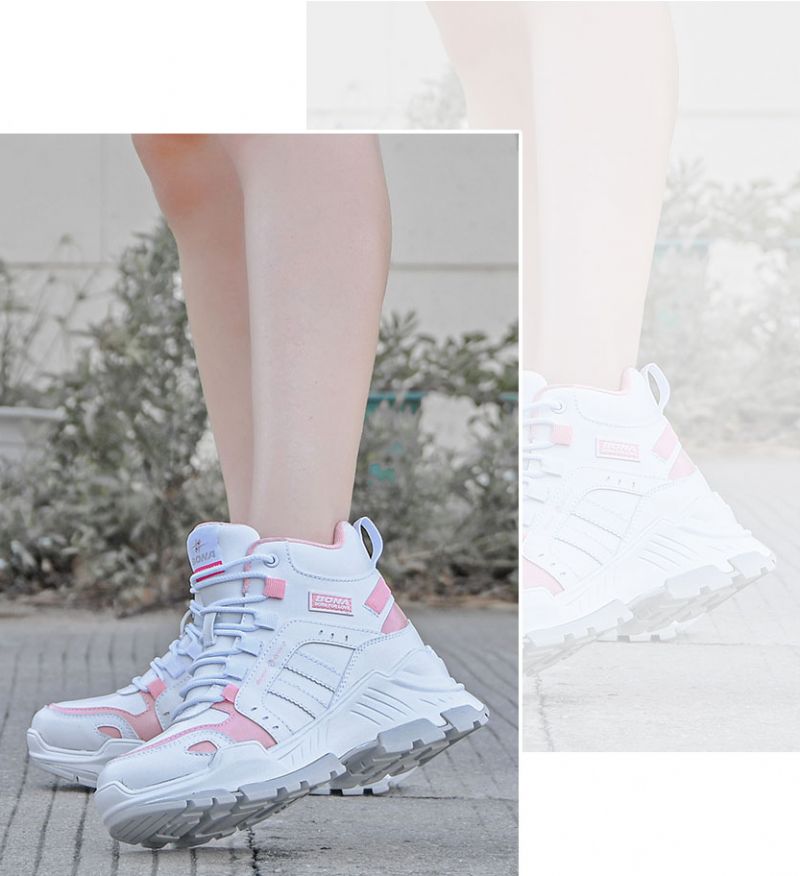 Camila Dames Platform Sneakers Met Veters - Roze