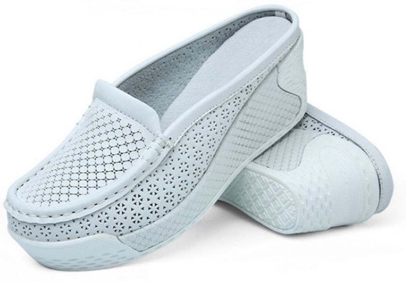 Camille Dames Ademende Platform En Wig Klompen - Wit