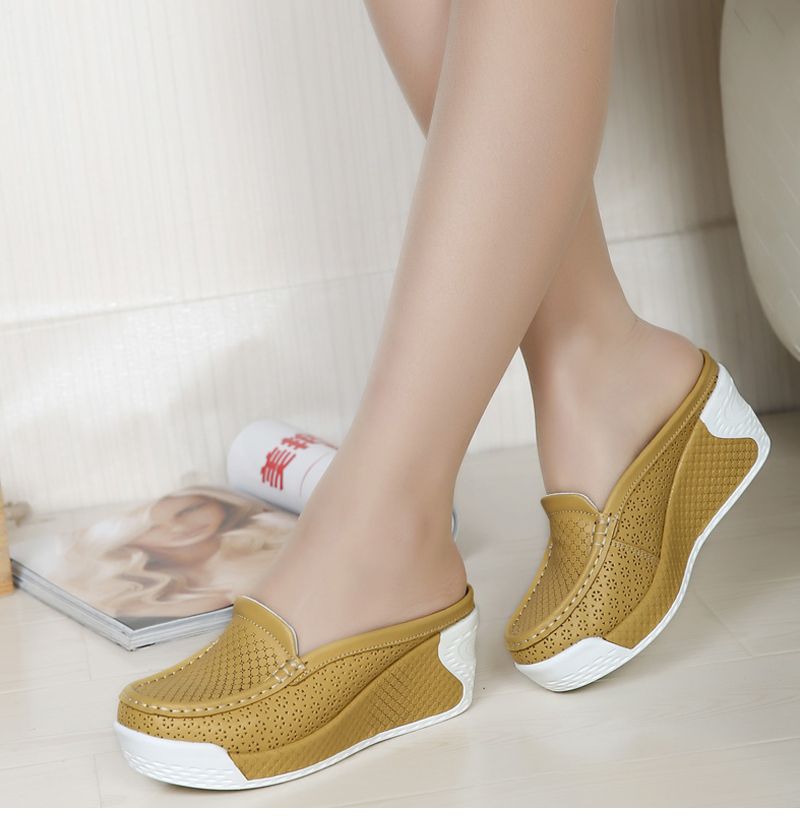 Camille Dames Ademende Platform En Wig Klompen - Wit