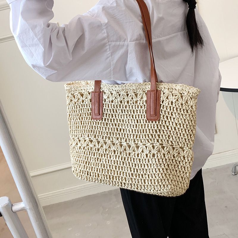 Camilo Dames Grote Capaciteit Stro Geweven Handtas - Beige