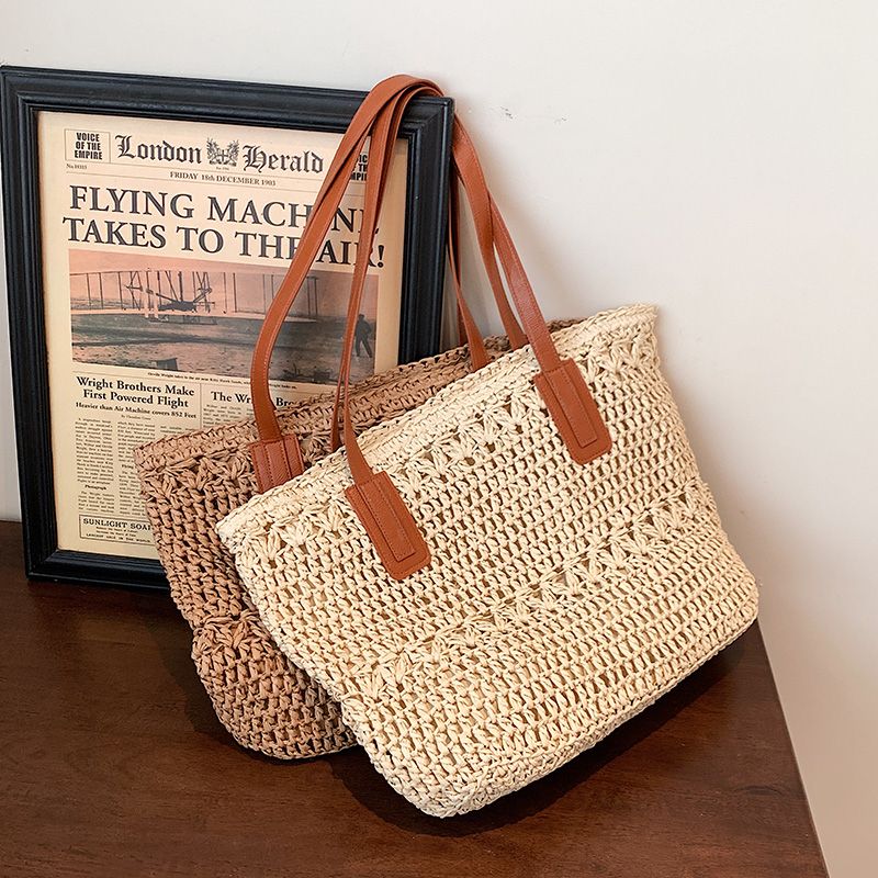 Camilo Dames Grote Capaciteit Stro Geweven Handtas - Beige
