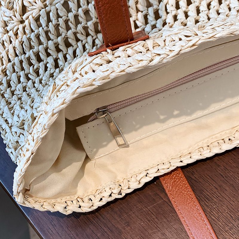 Camilo Dames Grote Capaciteit Stro Geweven Handtas - Beige