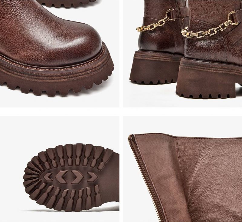 Caone Dames Enkel Platform Laarzen - Koffie