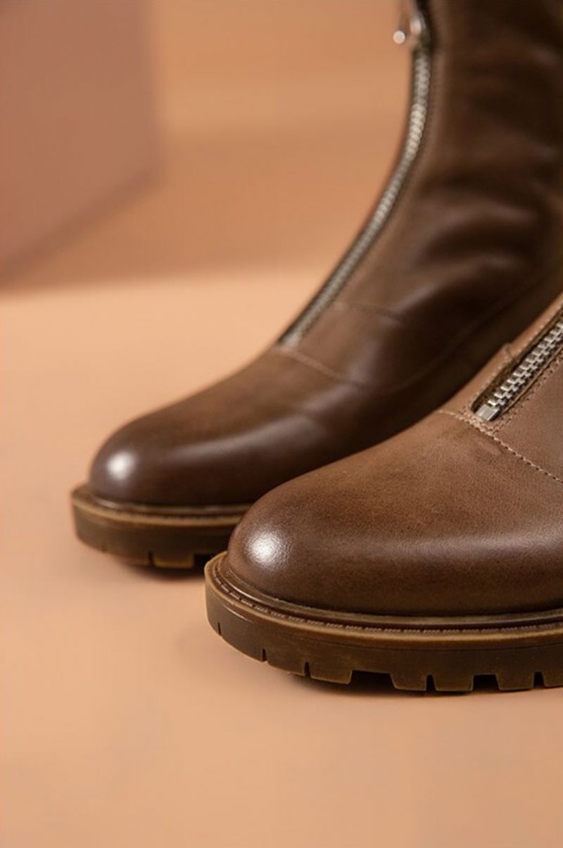 Caone Dames Enkel Platform Laarzen - Koffie