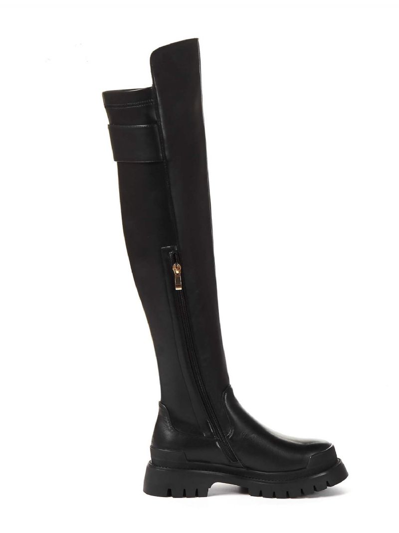 Capetillo Dames Vierkante Hak Lange Laarzen - Beige