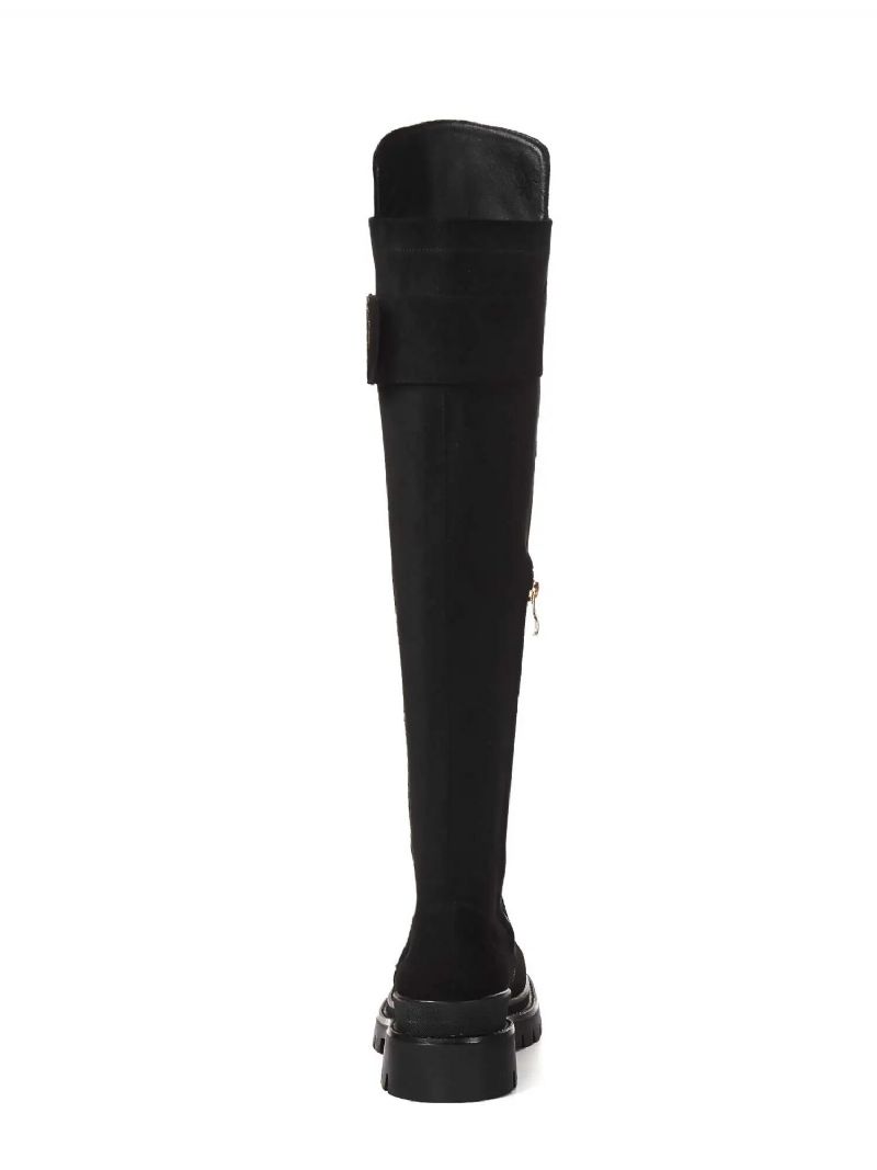 Capetillo Dames Vierkante Hak Lange Laarzen - Beige