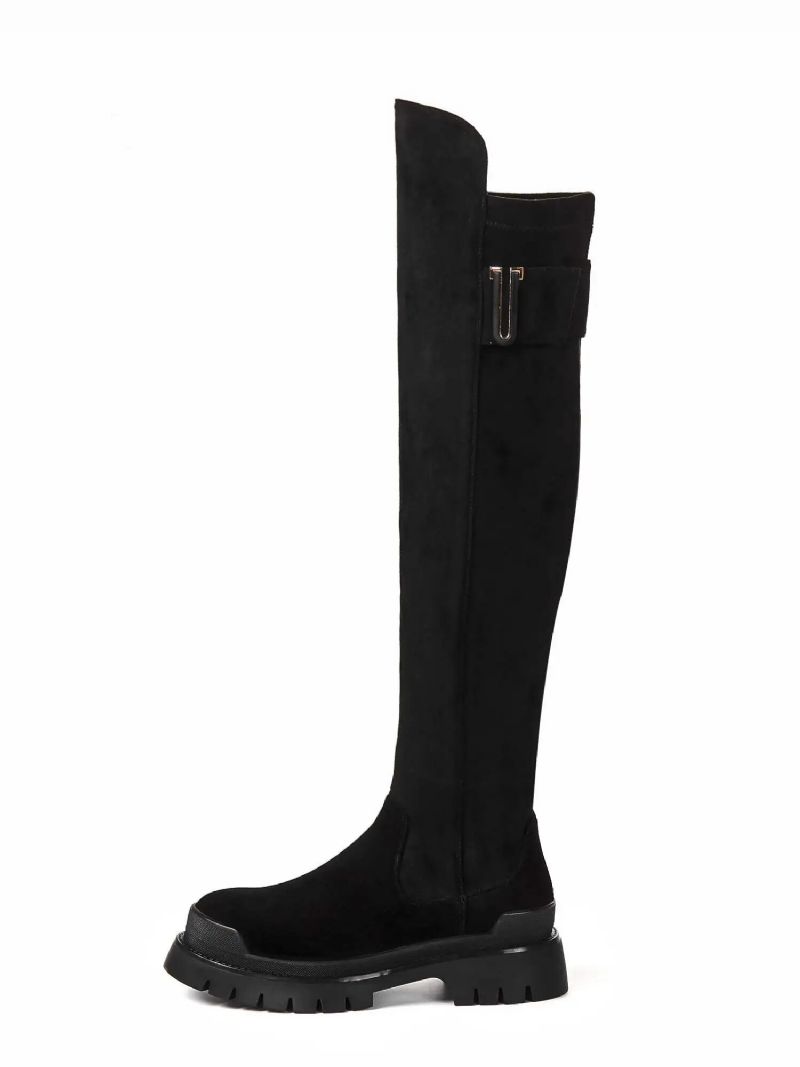 Capetillo Dames Vierkante Hak Lange Laarzen - Beige
