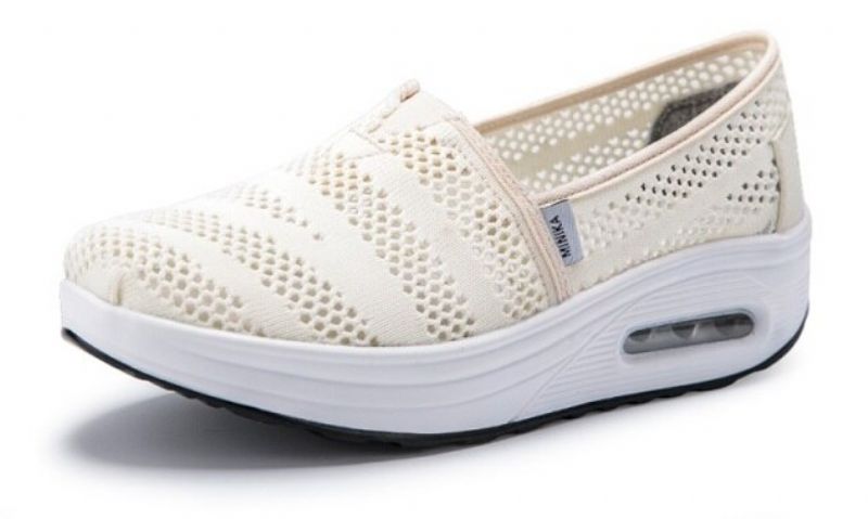 Caridad Dames Comfortabele Wandelende Canvas Platform Schoenen - Beige