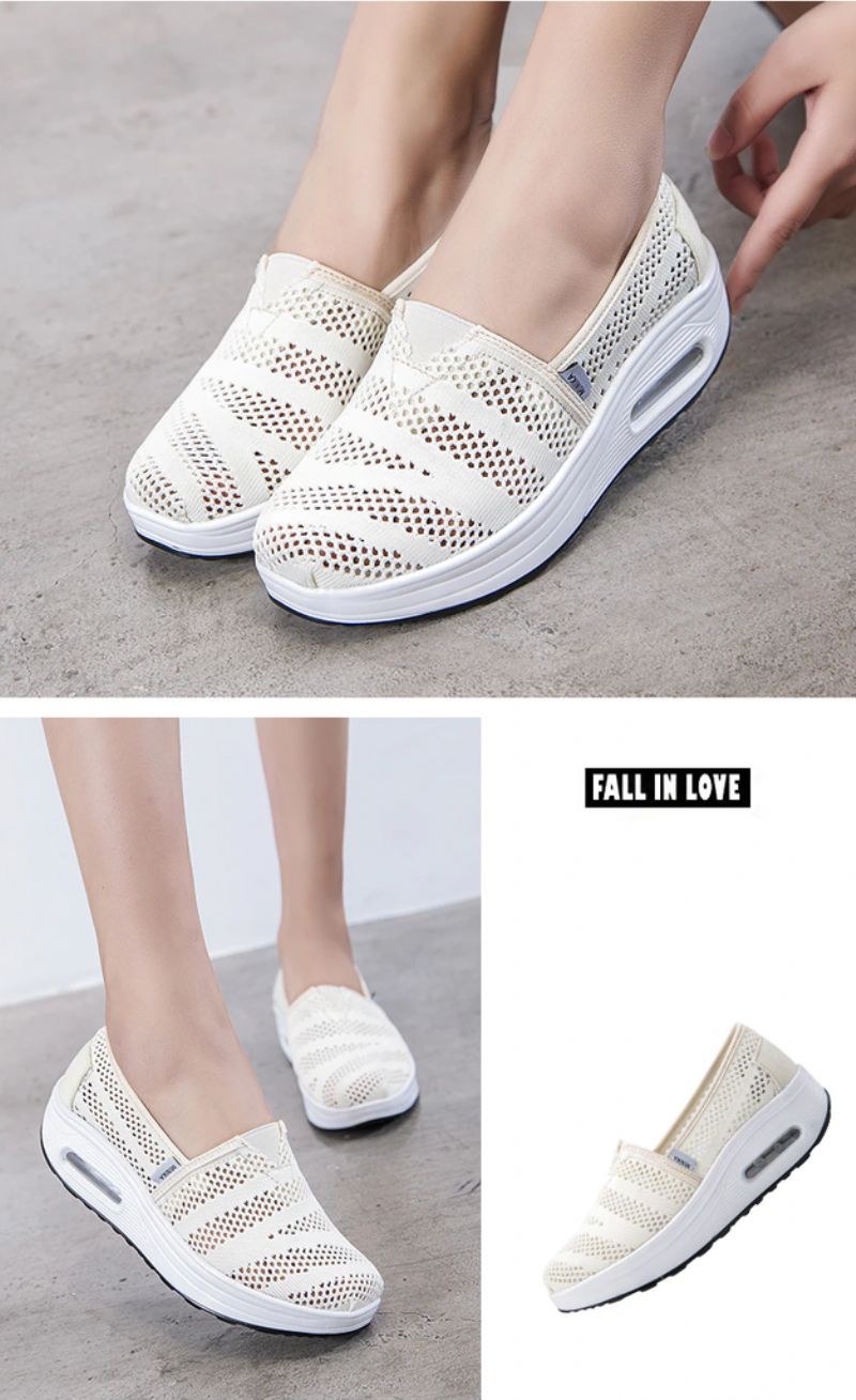 Caridad Dames Comfortabele Wandelende Canvas Platform Schoenen - Beige