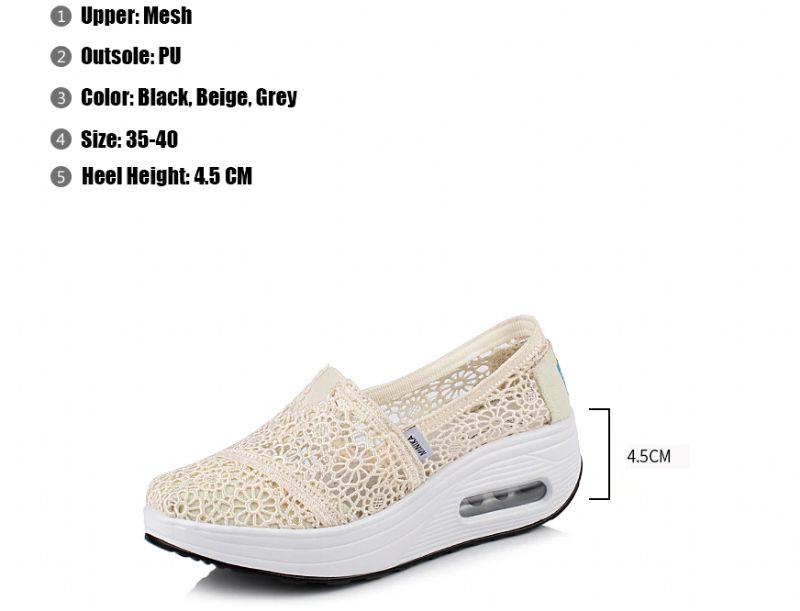Caridad Dames Platform Schoenen Ademende Slip On - Grijs