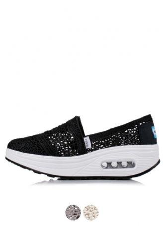 Caridad Dames Platform Schoenen Ademende Zwarte Slip-on