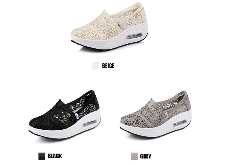 Caridad Dames Platform Schoenen Ademende Zwarte Slip-on - Zwart