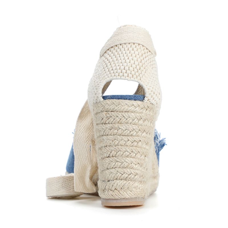 Carmen Dames Espadrilles Enkelband Wedges - Blauw