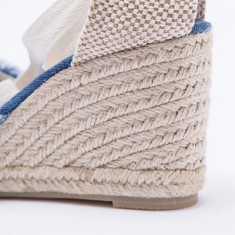 Carmen Dames Espadrilles Enkelband Wedges - Blauw