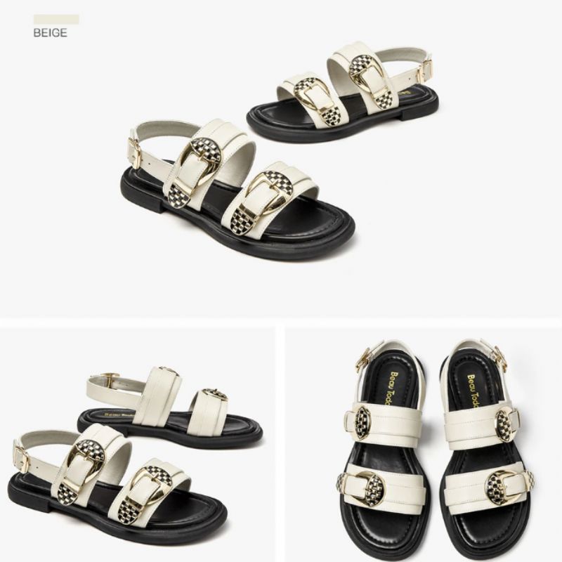 Carole Dames Gladiator Sandalen Leer - Beige