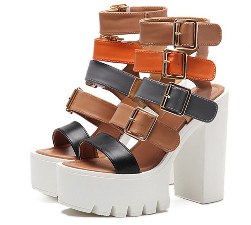 Casandra Dames Mode Platform Sandaal - Bruin