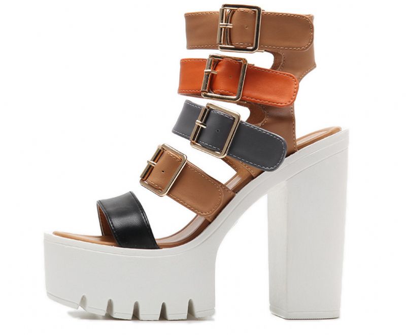 Casandra Dames Mode Platform Sandaal - Bruin