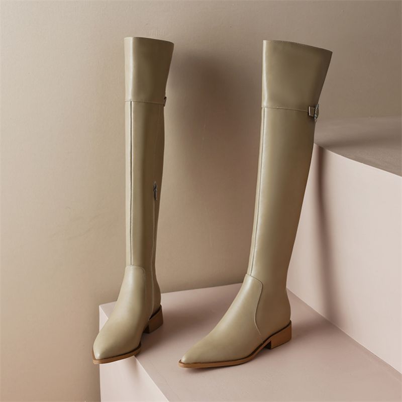 Casia Dames Herfst Laarzen - Abrikoos Kort Pluche