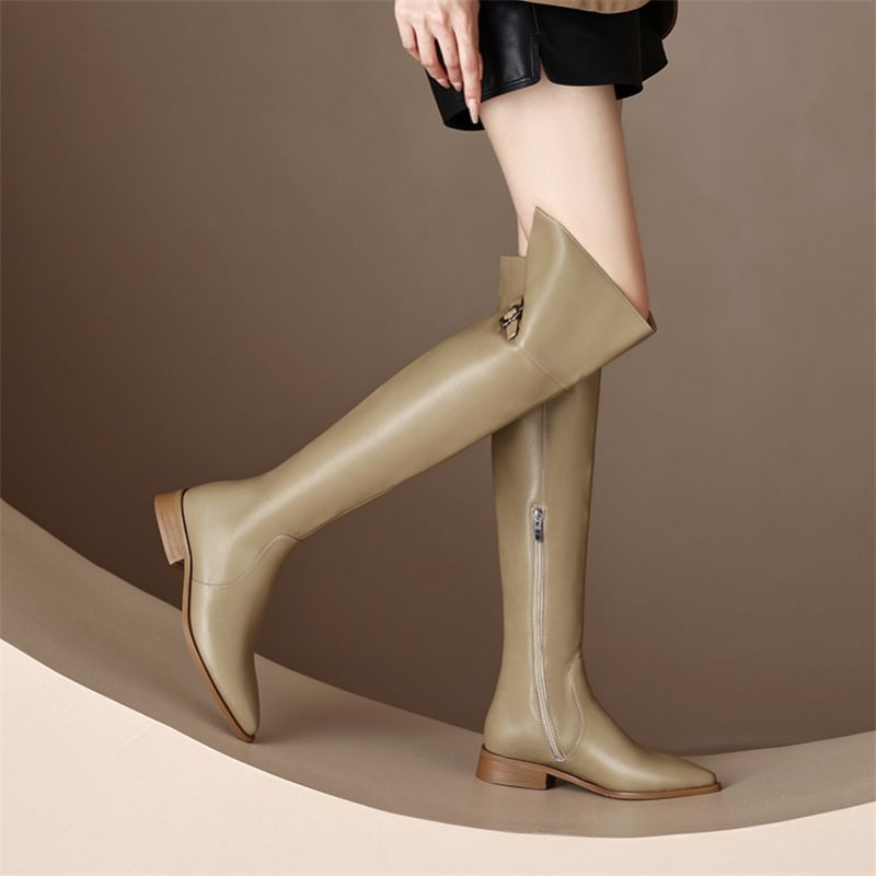 Casia Dames Herfst Laarzen - Abrikoos Kort Pluche