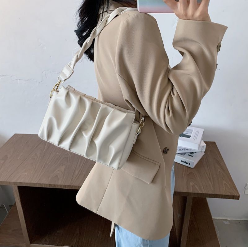 Cata Dames Geplooide Crossbody Handtas - Kaki