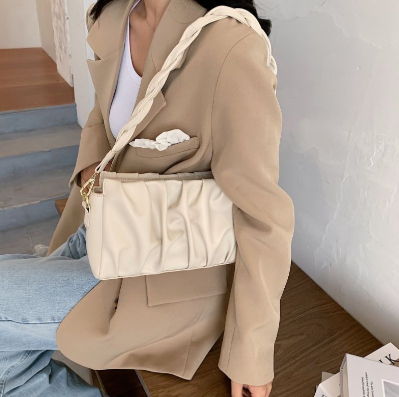 Cata Dames Geplooide Crossbody Handtas - Kaki