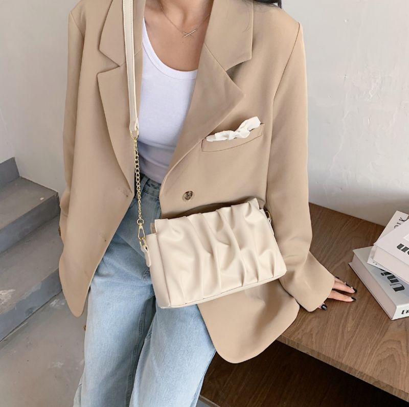 Cata Dames Geplooide Crossbody Handtas - Kaki