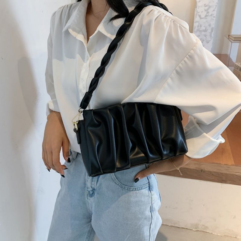Cata Dames Geplooide Crossbody Handtas - Kaki