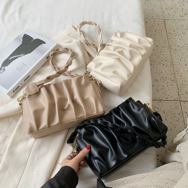 Cata Dames Geplooide Crossbody Handtas - Kaki