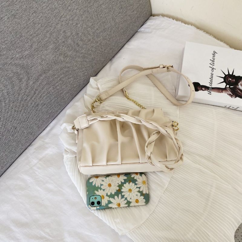 Cata Dames Geplooide Crossbody Handtas - Kaki