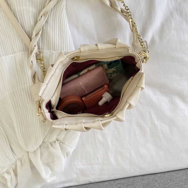 Cata Dames Geplooide Crossbody Handtas - Kaki