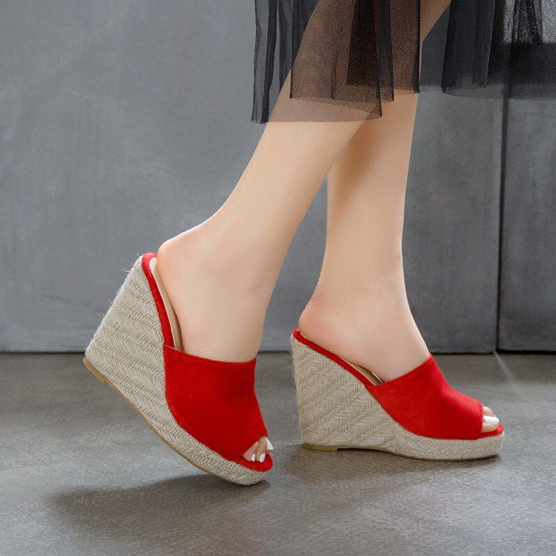 Cata Dames Platform Sandaal Met Zwarte Wedges - Zwart