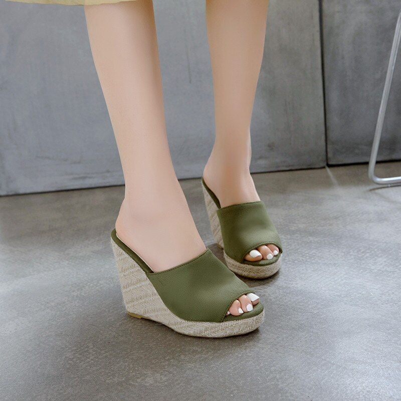 Cata Dames Platform Sandaal Met Zwarte Wedges - Zwart