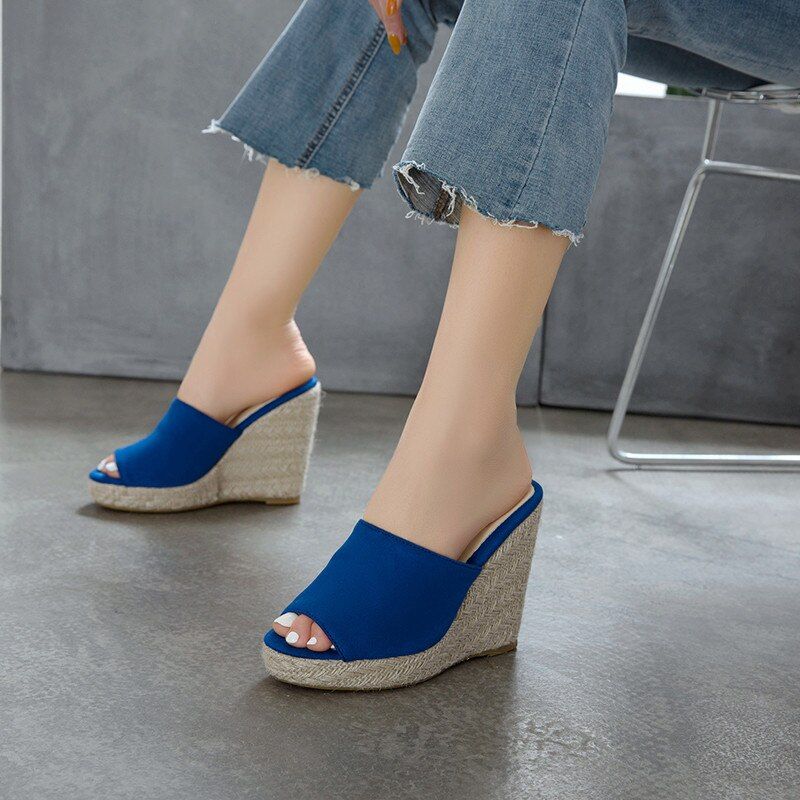 Cata Dames Platform Sandaal Met Zwarte Wedges - Zwart