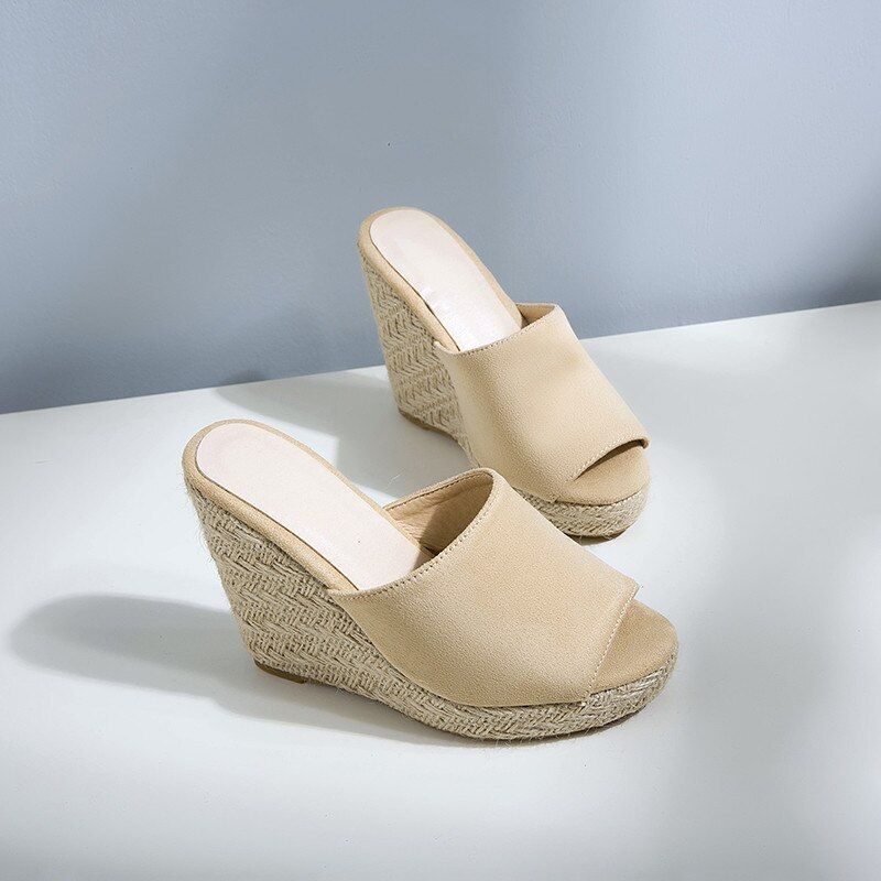 Cata Dames Platform Sandaal Met Zwarte Wedges - Zwart