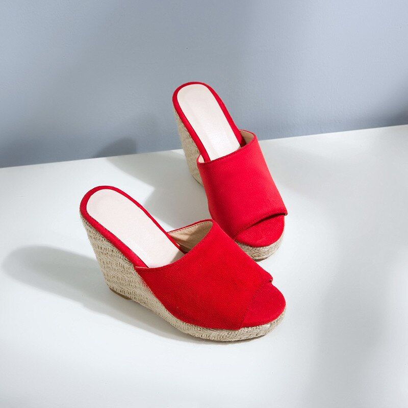 Cata Dames Platform Sandaal Met Zwarte Wedges - Zwart