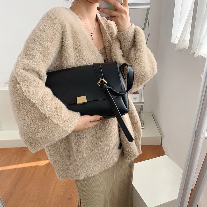 Ceci Dames Effen Kleur Crossbody Handtas - Zwart