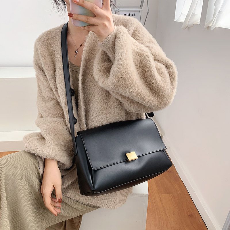 Ceci Dames Effen Kleur Crossbody Handtas - Zwart