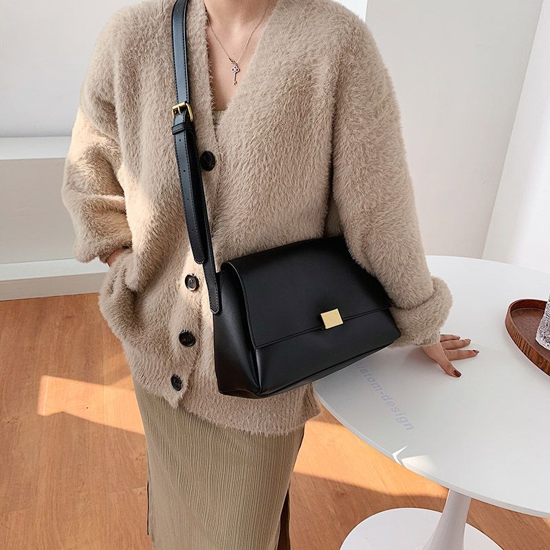 Ceci Dames Effen Kleur Crossbody Handtas - Zwart