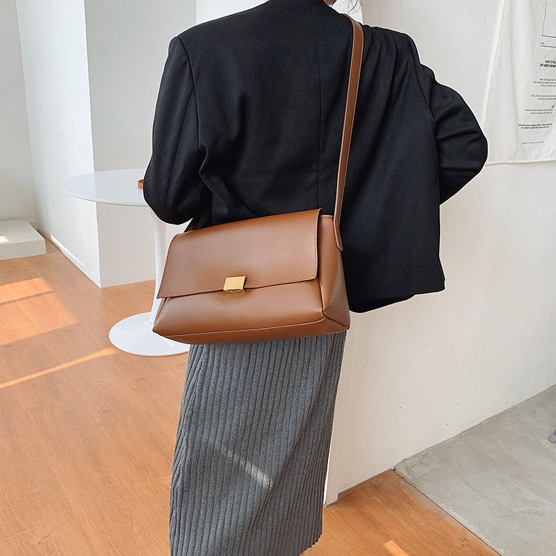 Ceci Dames Effen Kleur Crossbody Handtas - Zwart
