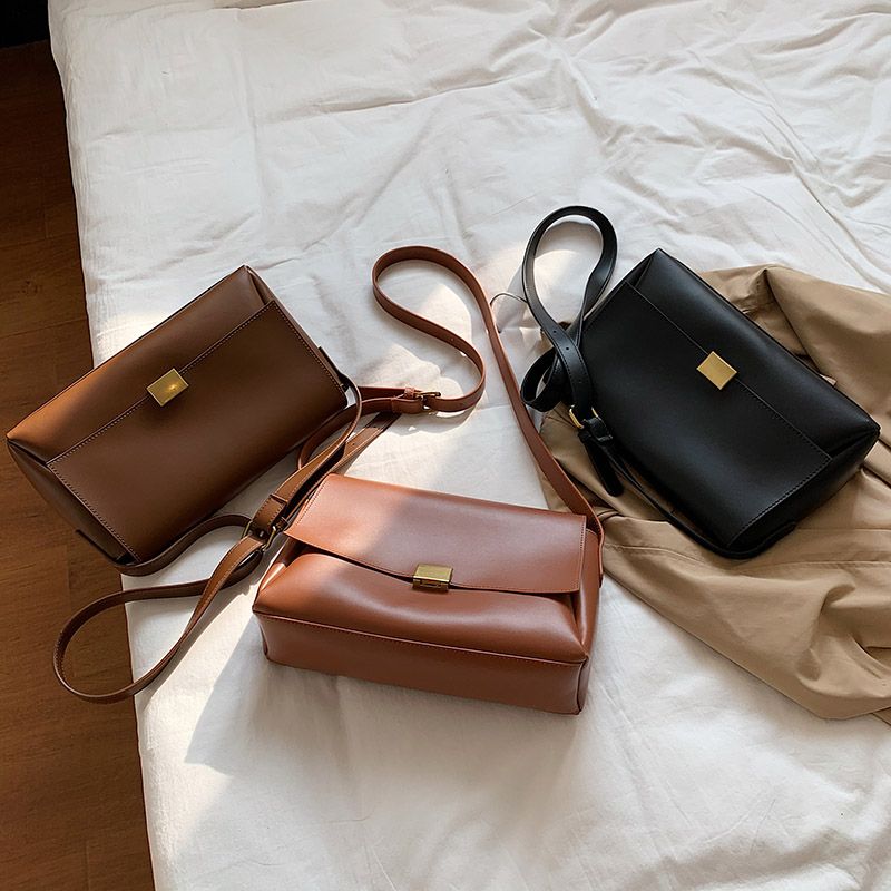 Ceci Dames Effen Kleur Crossbody Handtas - Zwart