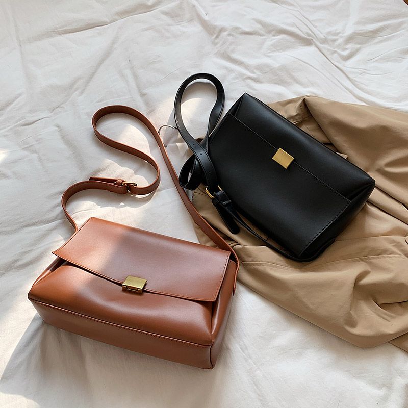 Ceci Dames Effen Kleur Crossbody Handtas - Zwart