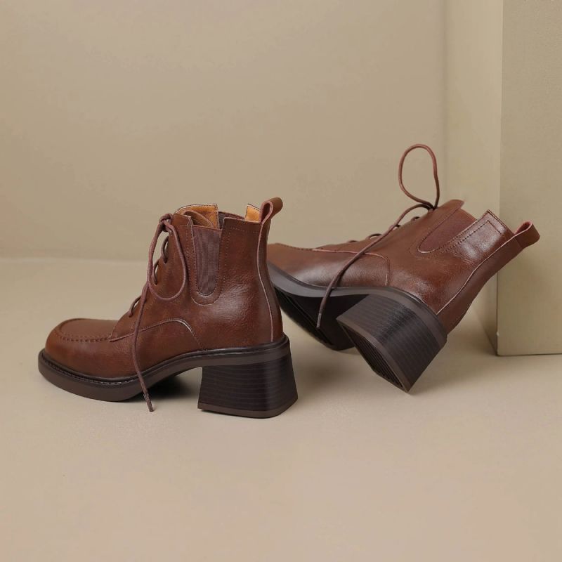 Celia Dames Western Leren Laarzen - Bruin