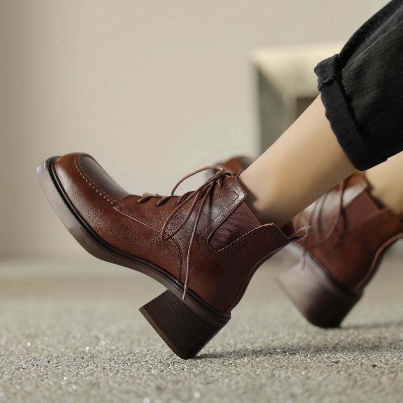 Celia Dames Western Leren Laarzen - Bruin