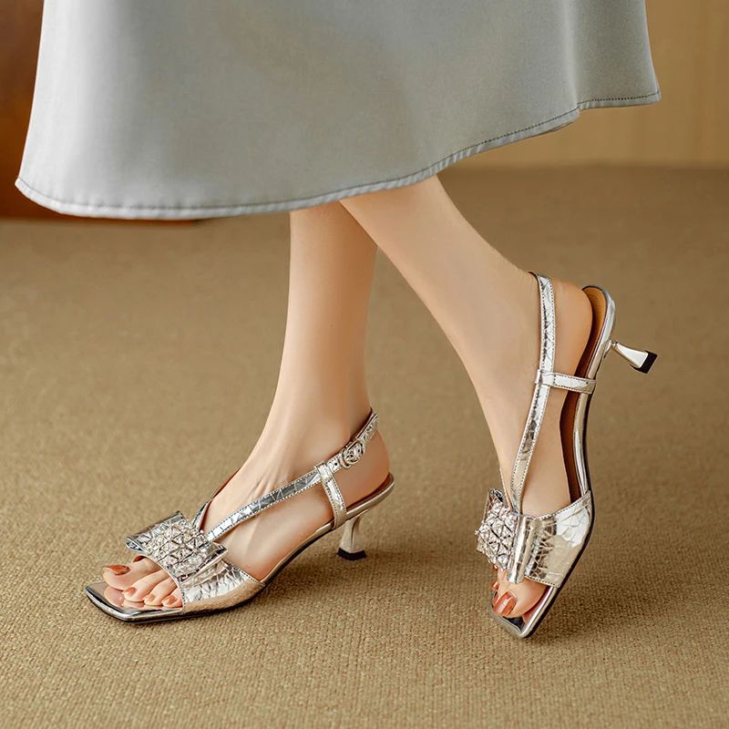 Celina Dames Leren Dress Sandalen - Goud