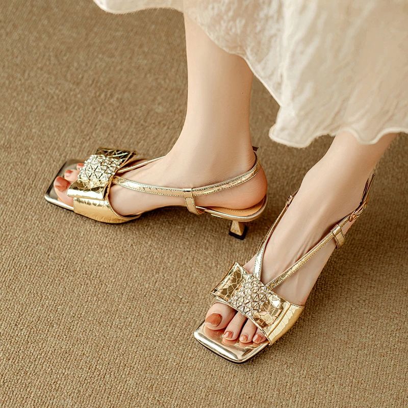 Celina Dames Leren Dress Sandalen - Goud