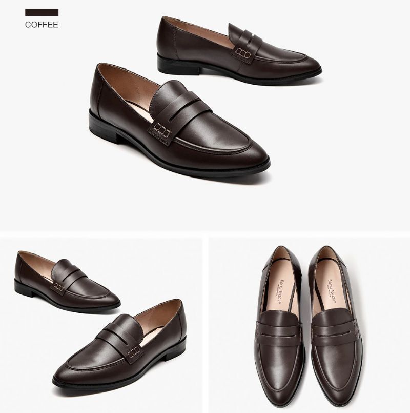 Cerezos Dames Leren Loafer Schoenen - Zwart