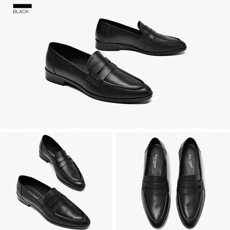 Cerezos Dames Leren Loafer Schoenen - Zwart