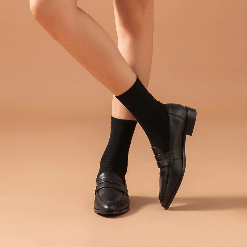 Cerezos Dames Leren Loafer Schoenen - Zwart