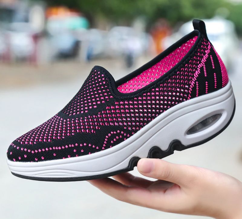 Chajaya Dames Platform Slip-on Ademende Schoenen - Zwart Roze