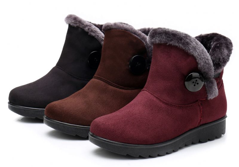 Changae Dames Platform Sneeuw Zwarte Laarzen - Zwart